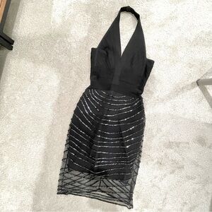 Blank HERVE LEGER COUTURE Bandage Halter Dress with Sequins, XS